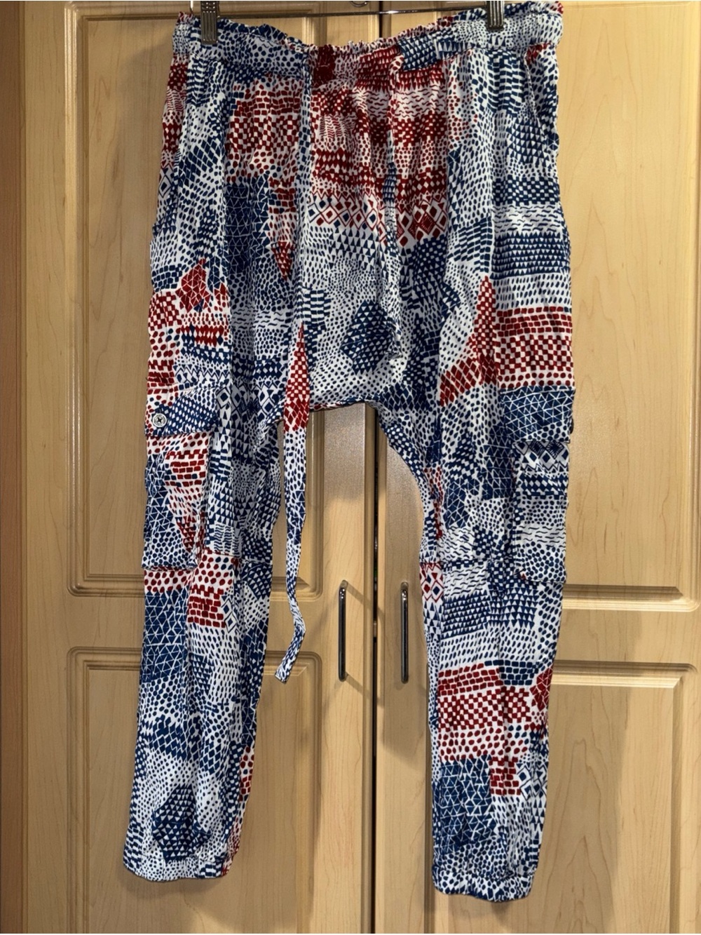 Hei Hei Anthropologie Nouveau Harem Crop Jogger Pants M Blue Red Drawstring